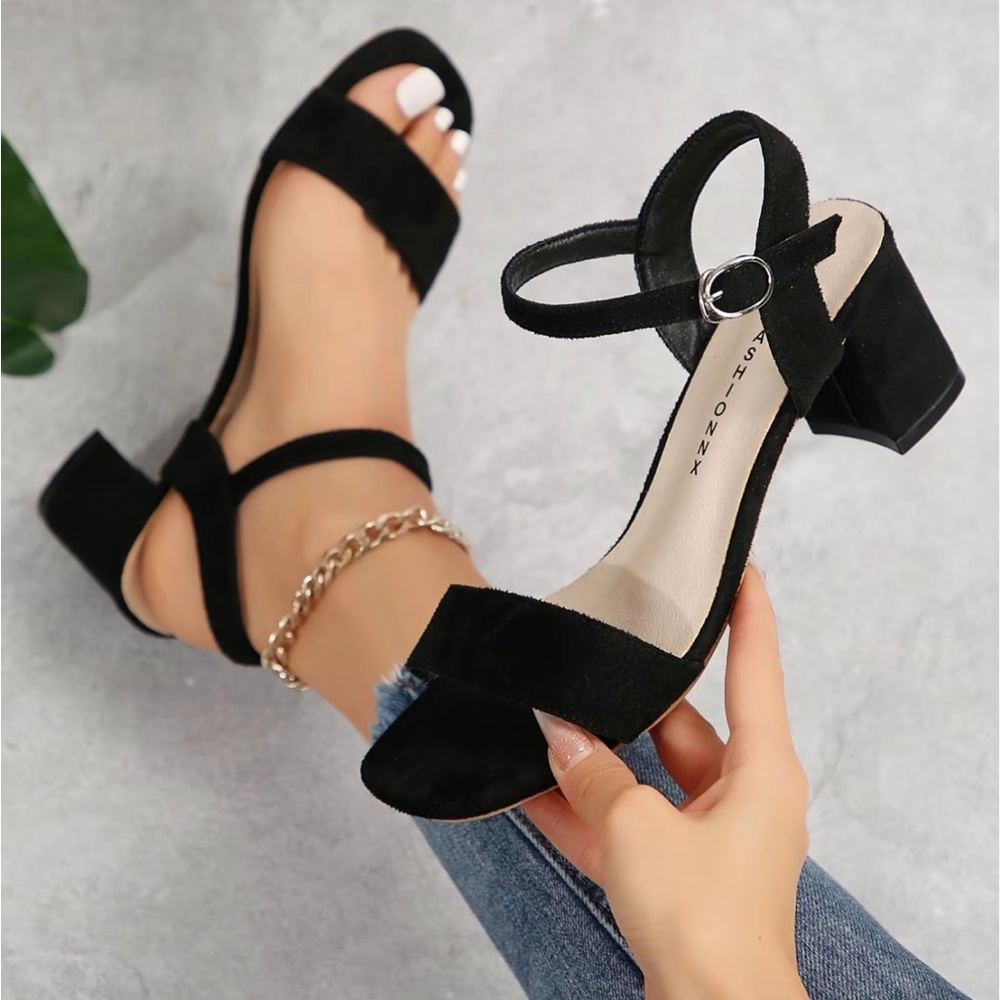 Elegant Black Suede Women's Sandals